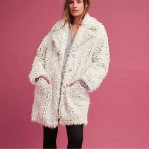 Anthropologie Plush Artio Fluffy Mob Wife Button Up Coat